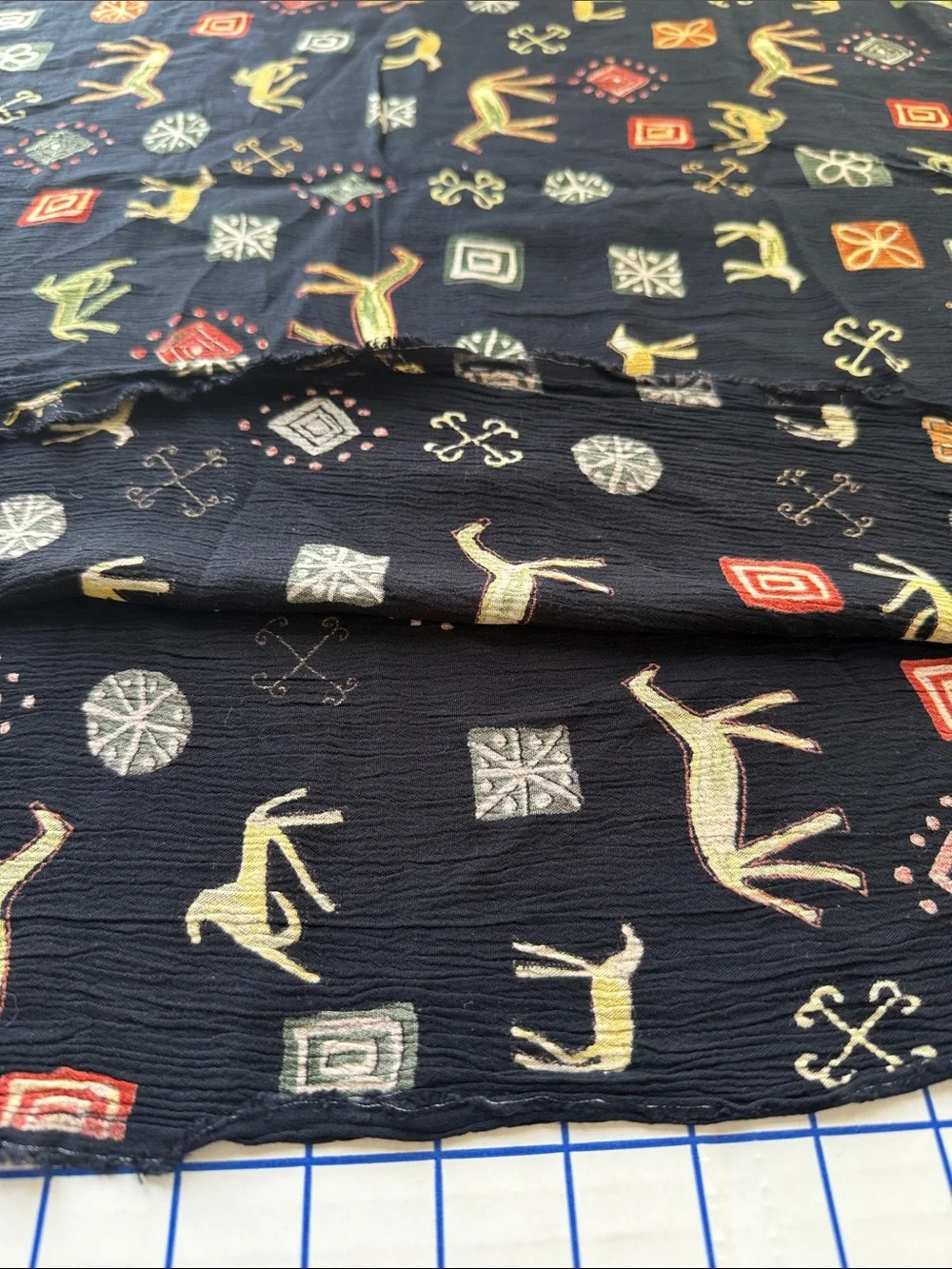 Modernist Horse Novelty Print Crepe Fabric 2+ Yards x 48”